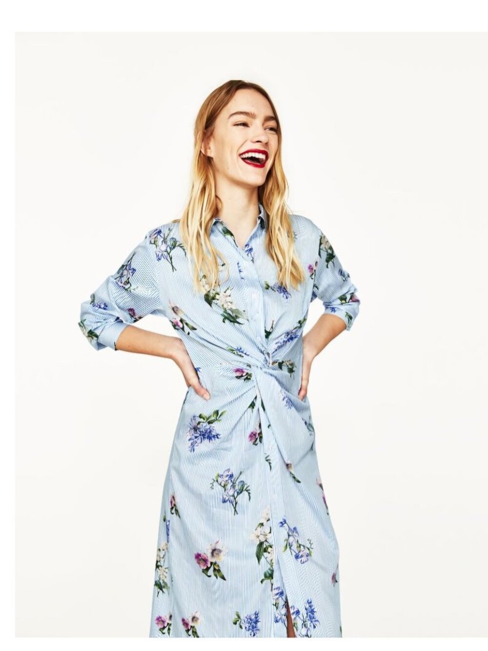 Zara twist front shirt dress